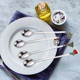 Maxbell 4x Christmas Coffee Spoon Reusable Coffee Stirring Spoon for Restaurant Xmas Argent