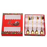 Maxbell 4x Christmas Coffee Spoon Reusable Coffee Stirring Spoon for Restaurant Xmas Aureate