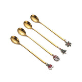 Maxbell 4x Christmas Coffee Spoon Reusable Coffee Stirring Spoon for Restaurant Xmas Aureate
