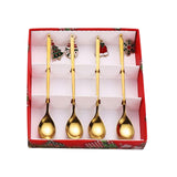 Maxbell 4x Christmas Coffee Spoon Reusable Coffee Stirring Spoon for Restaurant Xmas Aureate