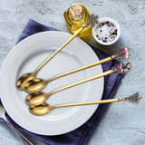 Maxbell 4x Christmas Coffee Spoon Reusable Coffee Stirring Spoon for Restaurant Xmas Aureate