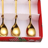 Maxbell 4x Christmas Coffee Spoon Reusable Coffee Stirring Spoon for Restaurant Xmas Aureate