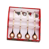Maxbell 4x Christmas Coffee Spoon Reusable Coffee Stirring Spoon for Restaurant Xmas Rose Aureate