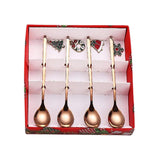 Maxbell 4x Christmas Coffee Spoon Reusable Coffee Stirring Spoon for Restaurant Xmas Rose Aureate