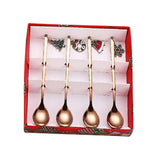 Maxbell 4x Christmas Coffee Spoon Reusable Coffee Stirring Spoon for Restaurant Xmas Rose Aureate