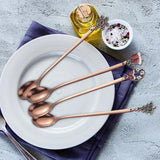 Maxbell 4x Christmas Coffee Spoon Reusable Coffee Stirring Spoon for Restaurant Xmas Rose Aureate