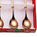Maxbell 4x Christmas Coffee Spoon Reusable Coffee Stirring Spoon for Restaurant Xmas Rose Aureate