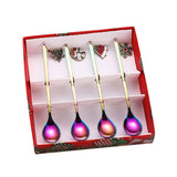 Maxbell 4x Christmas Coffee Spoon Reusable Coffee Stirring Spoon for Restaurant Xmas Coloful
