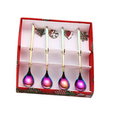 Maxbell 4x Christmas Coffee Spoon Reusable Coffee Stirring Spoon for Restaurant Xmas Coloful
