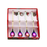 Maxbell 4x Christmas Coffee Spoon Reusable Coffee Stirring Spoon for Restaurant Xmas Coloful