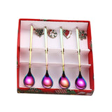 Maxbell 4x Christmas Coffee Spoon Reusable Coffee Stirring Spoon for Restaurant Xmas Coloful