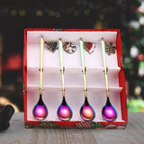 Maxbell 4x Christmas Coffee Spoon Reusable Coffee Stirring Spoon for Restaurant Xmas Coloful
