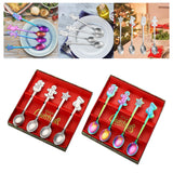 Maxbell Christmas Spoon Set Flatware Dessert Spoon Tea Spoon Soup Spoon for Home Argent