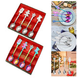 Maxbell Christmas Spoon Set Flatware Dessert Spoon Tea Spoon Soup Spoon for Home Argent