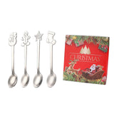 Maxbell Christmas Spoon Set Flatware Dessert Spoon Tea Spoon Soup Spoon for Home Argent