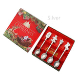 Maxbell Christmas Spoon Set Flatware Dessert Spoon Tea Spoon Soup Spoon for Home Argent