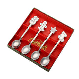 Maxbell Christmas Spoon Set Flatware Dessert Spoon Tea Spoon Soup Spoon for Home Argent
