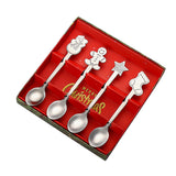 Maxbell Christmas Spoon Set Flatware Dessert Spoon Tea Spoon Soup Spoon for Home Argent