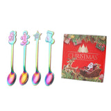 Maxbell Christmas Spoon Set Flatware Dessert Spoon Tea Spoon Soup Spoon for Home Colorful