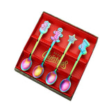 Maxbell Christmas Spoon Set Flatware Dessert Spoon Tea Spoon Soup Spoon for Home Colorful