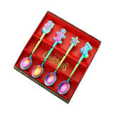 Maxbell Christmas Spoon Set Flatware Dessert Spoon Tea Spoon Soup Spoon for Home Colorful