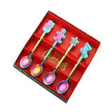 Maxbell Christmas Spoon Set Flatware Dessert Spoon Tea Spoon Soup Spoon for Home Colorful