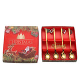 Maxbell 4Pcs Christmas Themed Dining Spoons Teaspoons with Pendant for Reusable Aureate