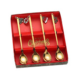 Maxbell 4Pcs Christmas Themed Dining Spoons Teaspoons with Pendant for Reusable Aureate
