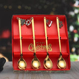 Maxbell 4Pcs Christmas Themed Dining Spoons Teaspoons with Pendant for Reusable Aureate