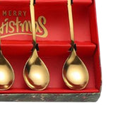 Maxbell 4Pcs Christmas Themed Dining Spoons Teaspoons with Pendant for Reusable Aureate