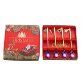 Maxbell 4Pcs Christmas Themed Dining Spoons Teaspoons with Pendant for Reusable Colorful