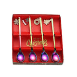Maxbell 4Pcs Christmas Themed Dining Spoons Teaspoons with Pendant for Reusable Colorful