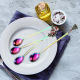 Maxbell 4Pcs Christmas Themed Dining Spoons Teaspoons with Pendant for Reusable Colorful