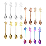 Maxbell 4x Dessert Teaspoons Christmas Metal Spoons Set for Latte Coffee Argent