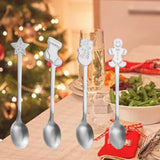 Maxbell 4x Dessert Teaspoons Christmas Metal Spoons Set for Latte Coffee Argent