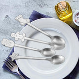 Maxbell 4x Dessert Teaspoons Christmas Metal Spoons Set for Latte Coffee Argent