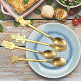 Maxbell 4x Dessert Teaspoons Christmas Metal Spoons Set for Latte Coffee Aureate