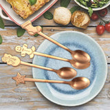 Maxbell 4x Dessert Teaspoons Christmas Metal Spoons Set for Latte Coffee Rose Aureate