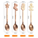 Maxbell 4x Dessert Teaspoons Christmas Metal Spoons Set for Latte Coffee Rose Aureate