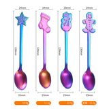 Maxbell 4x Dessert Teaspoons Christmas Metal Spoons Set for Latte Coffee Colorful