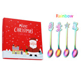 Maxbell 4x Dessert Teaspoons Christmas Metal Spoons Set for Latte Coffee Colorful