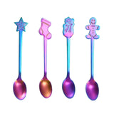 Maxbell 4x Dessert Teaspoons Christmas Metal Spoons Set for Latte Coffee Colorful