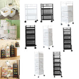 Maxbell Storage Trolley Bathroom Storage Shelves Rolling Cart Kitchen 2 Tiers and white