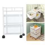 Maxbell Storage Trolley Bathroom Storage Shelves Rolling Cart Kitchen 2 Tiers and white