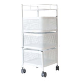 Maxbell Storage Trolley Bathroom Storage Shelves Rolling Cart Kitchen 3 Tiers and white