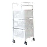 Maxbell Storage Trolley Bathroom Storage Shelves Rolling Cart Kitchen 3 Tiers and white