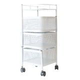 Maxbell Storage Trolley Bathroom Storage Shelves Rolling Cart Kitchen 3 Tiers and white