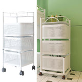 Maxbell Storage Trolley Bathroom Storage Shelves Rolling Cart Kitchen 3 Tiers and white