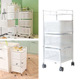 Maxbell Storage Trolley Bathroom Storage Shelves Rolling Cart Kitchen 3 Tiers and white