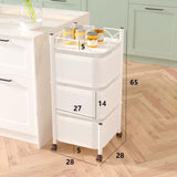 Maxbell Storage Trolley Bathroom Storage Shelves Rolling Cart Kitchen 3 Tiers and white